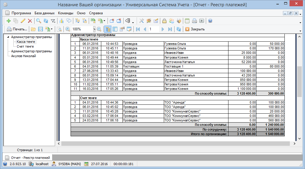 Учет поступления денег в кассу